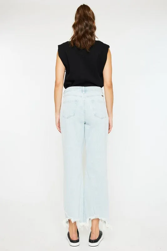 KANCAN HIGH RISE SLIM WIDE LEG JEANS - LIGHT