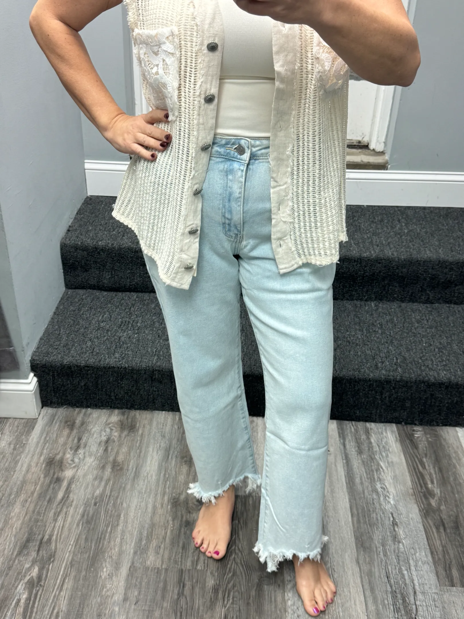 KANCAN HIGH RISE SLIM WIDE LEG JEANS - LIGHT
