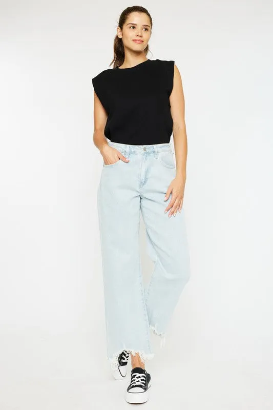 KANCAN HIGH RISE SLIM WIDE LEG JEANS - LIGHT