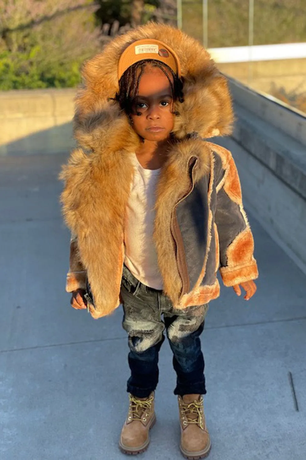 Kids El Jefe Shearling Moto Jacket (Navy)