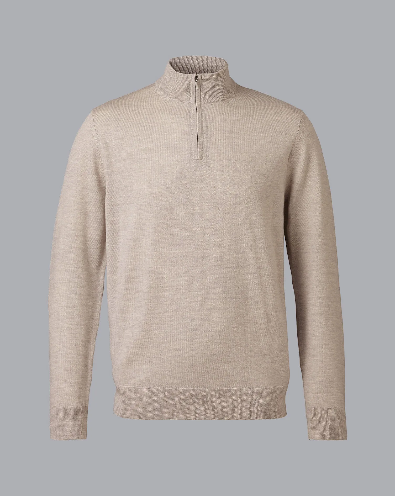 Limestone Pure Merino Zip Neck Jumper