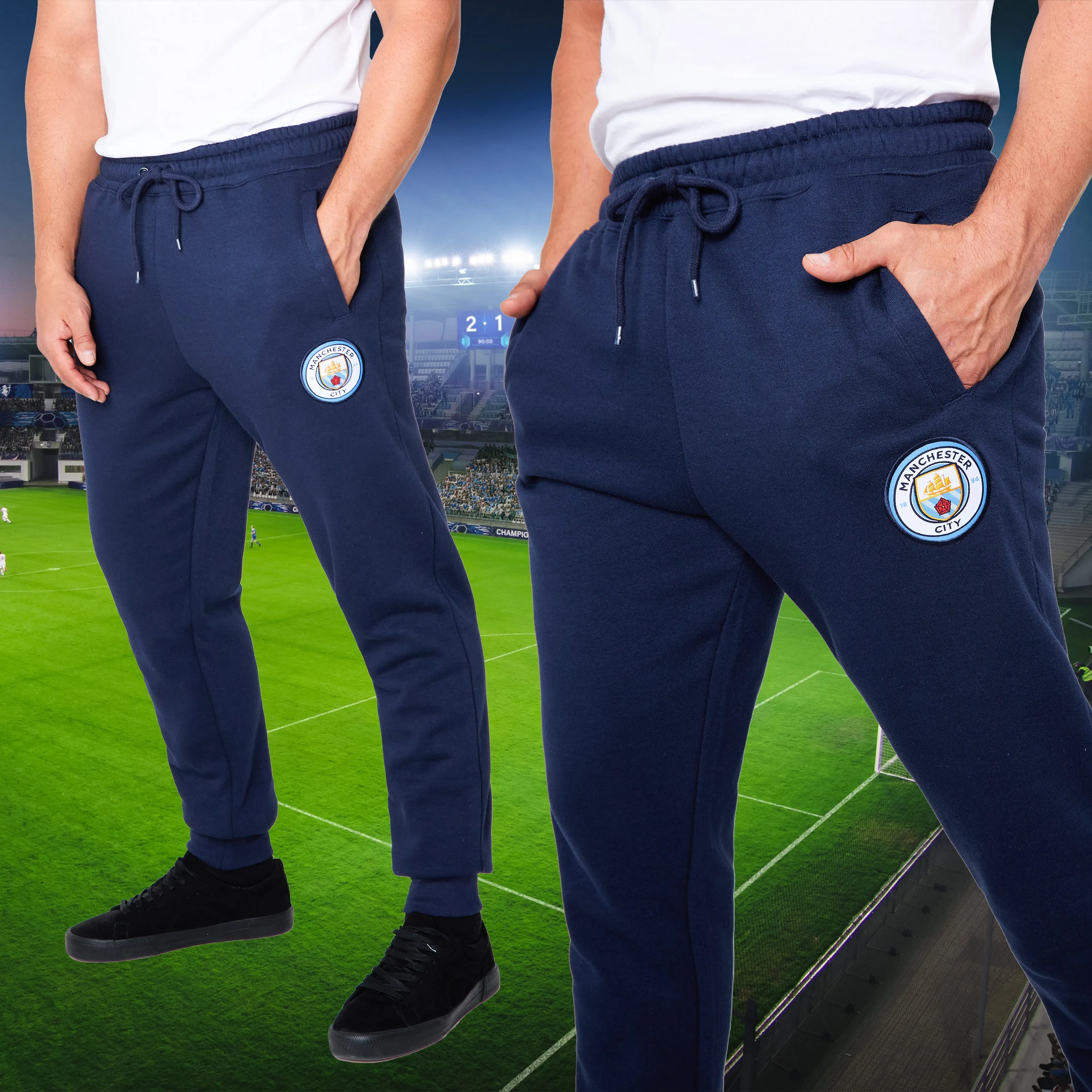 Manchester City F.C. Mens Sweatpants with 2 Pockets and Cuffed Ankles