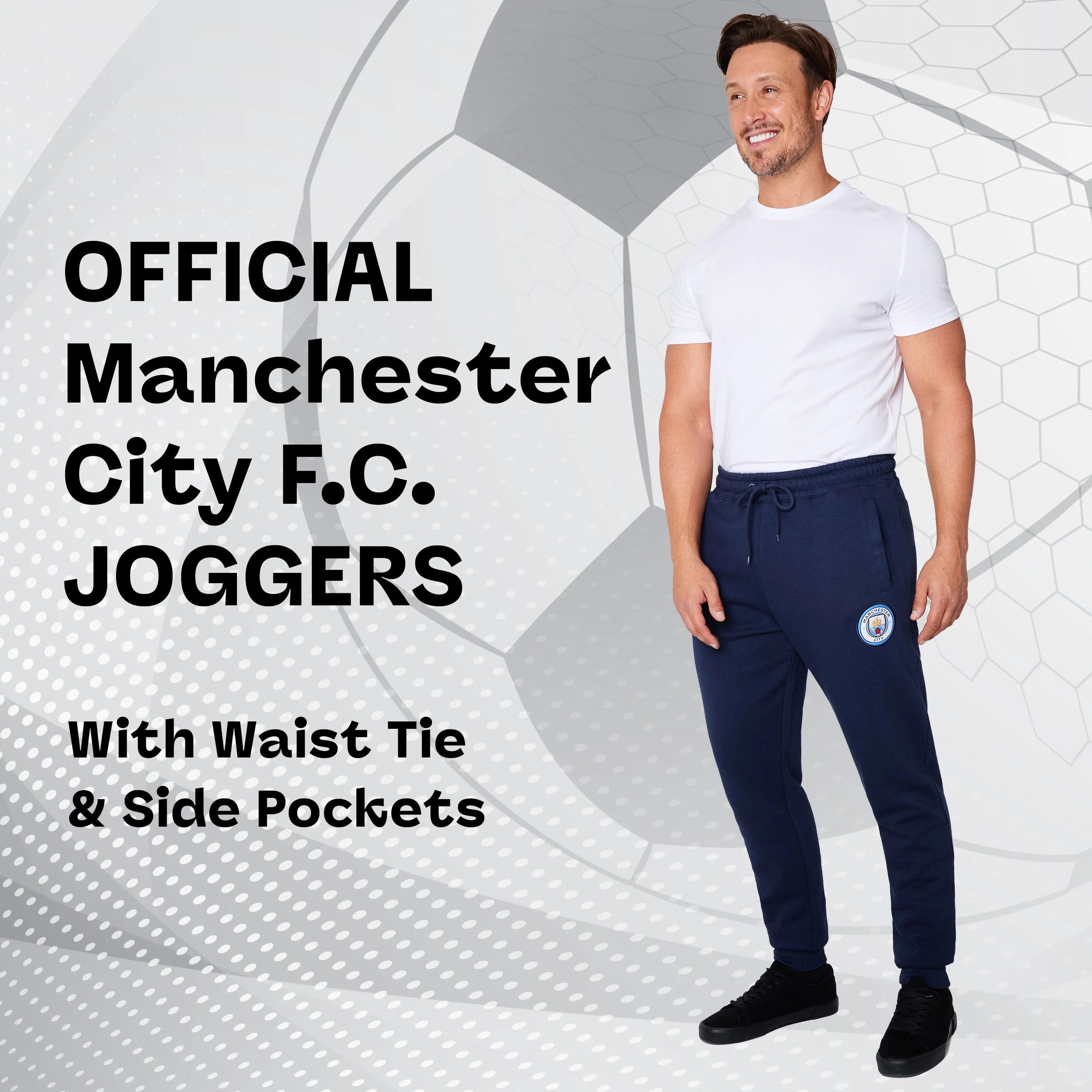 Manchester City F.C. Mens Sweatpants with 2 Pockets and Cuffed Ankles