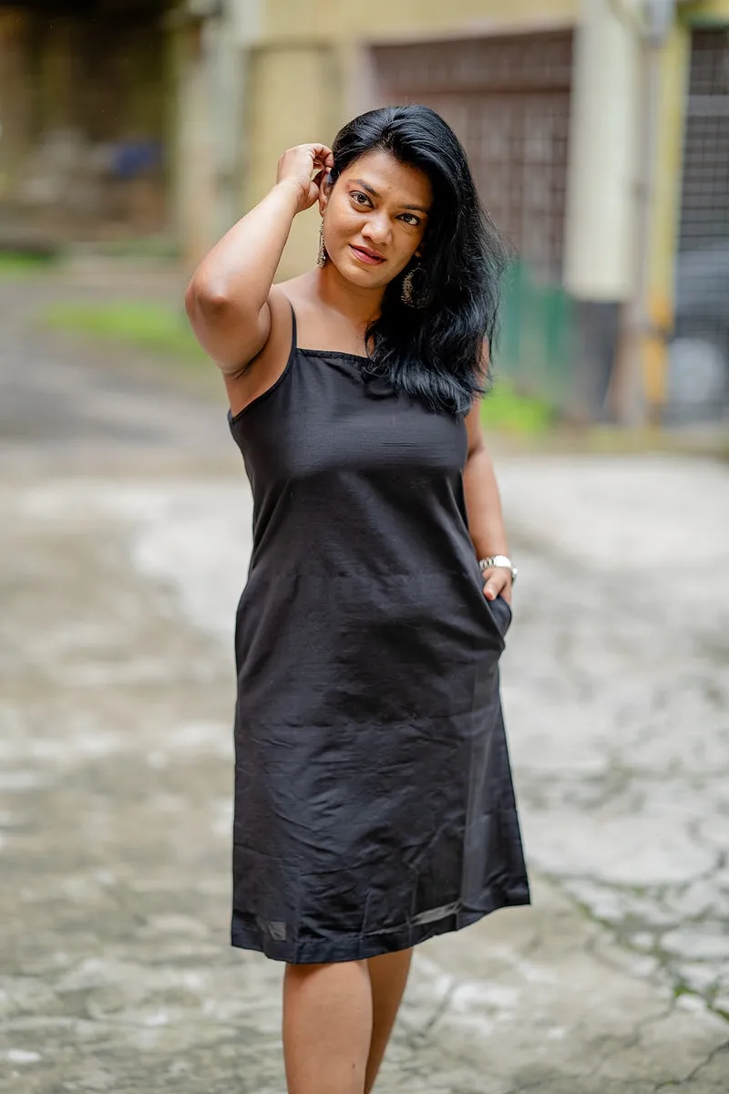 Maroon Handwoven Ikat Jacket and Black Silk  Set of Two Dresses