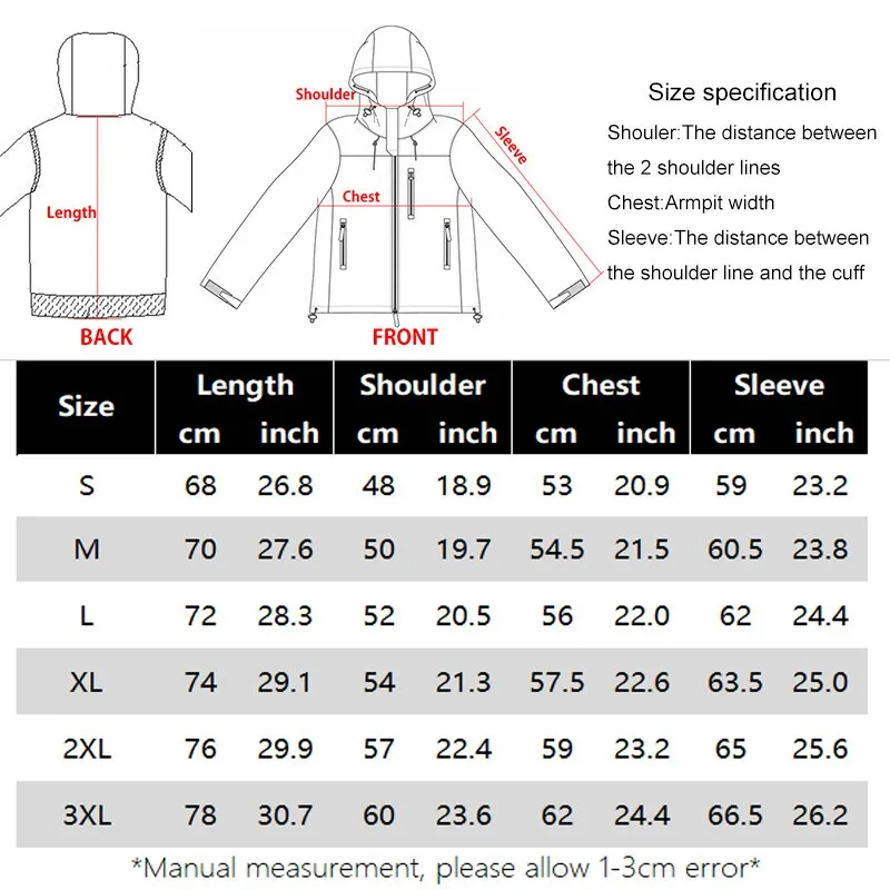 Men Jacket Soft Shell Waterproof Windproof Windbreaker Tactical Coat for Hiking Camping Hunting Thermal Male