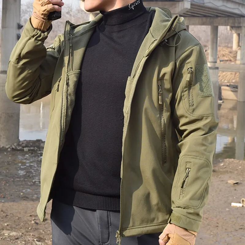 Men Jacket Soft Shell Waterproof Windproof Windbreaker Tactical Coat for Hiking Camping Hunting Thermal Male