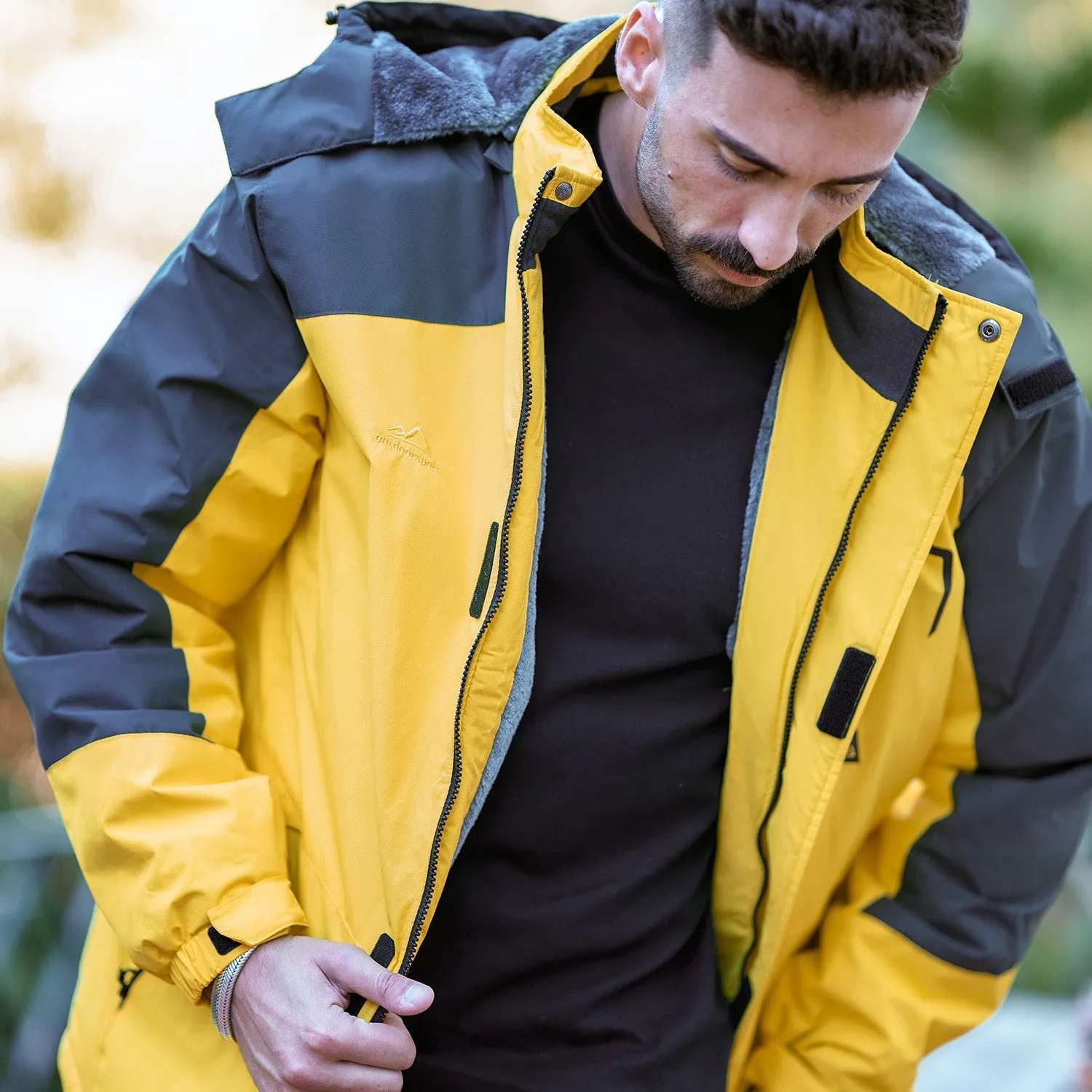 Men's Winter Jacket Water Repellent Ski Snow Jacket Warm Fleece Coat