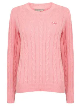 Miska Crew Neck Cable Knit Jumper In Candy Pink - Tokyo Laundry
