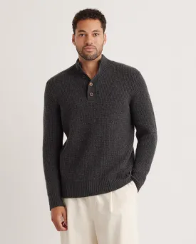 Mongolian Cashmere Waffle Quarter Button Sweater