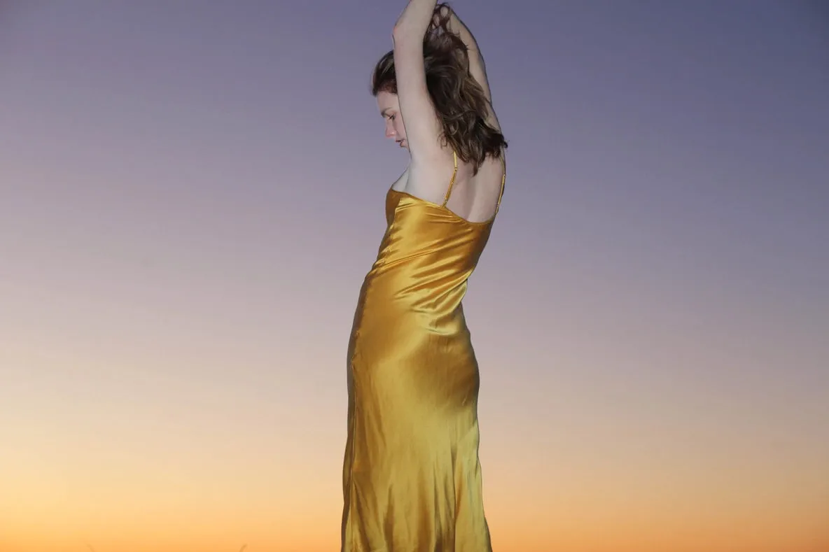 Mulberry Silk Slip Dress in Mango