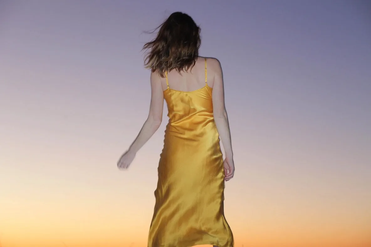 Mulberry Silk Slip Dress in Mango