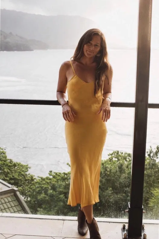 Mulberry Silk Slip Dress in Mango