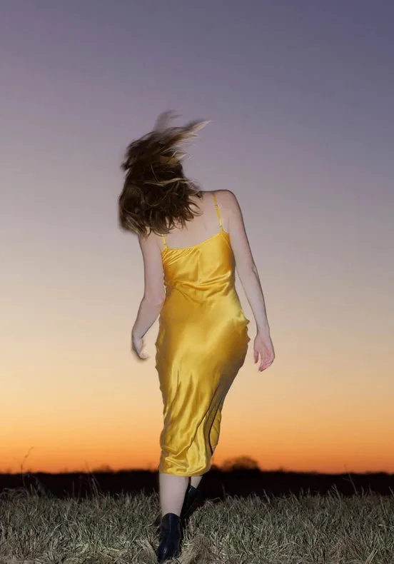 Mulberry Silk Slip Dress in Mango