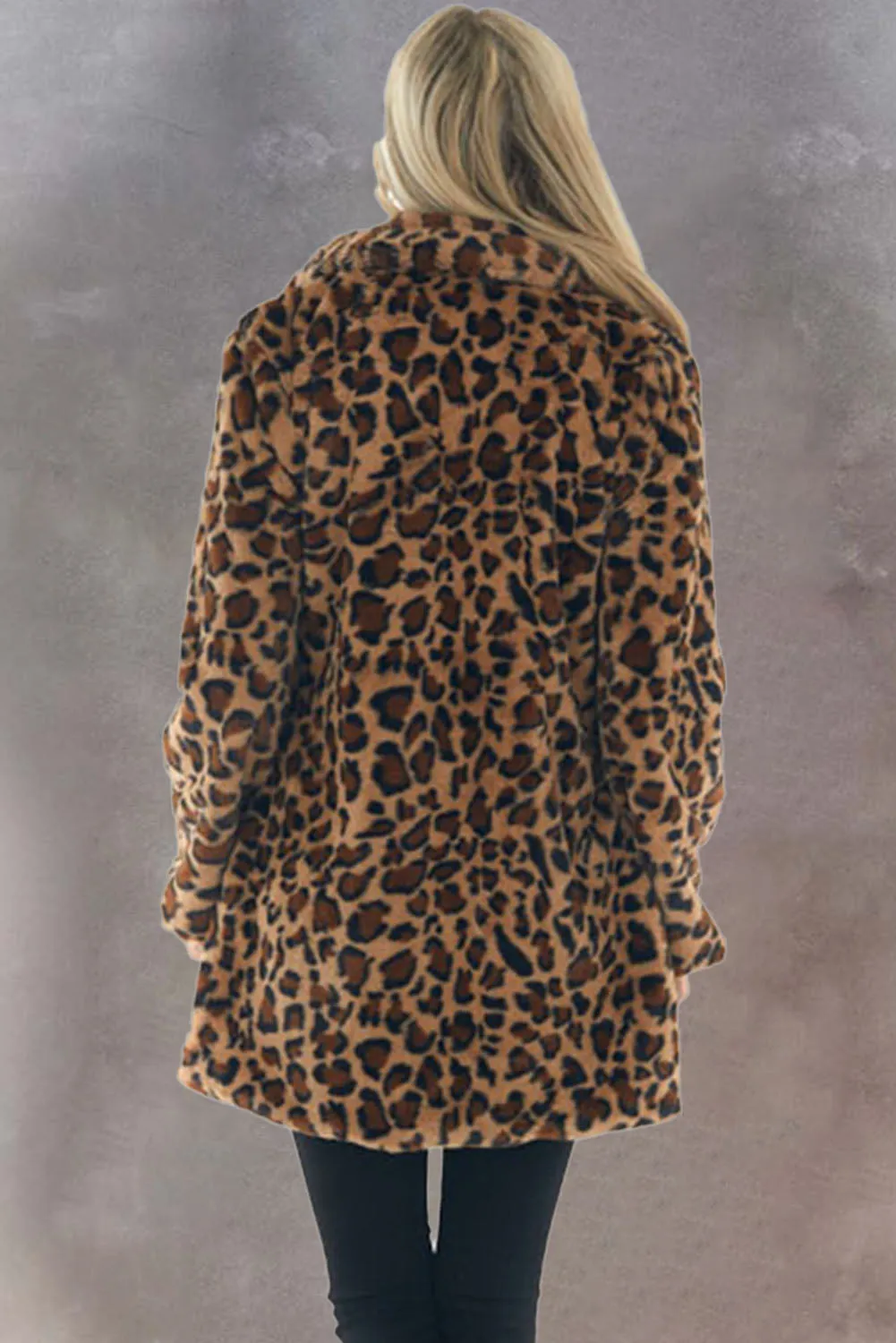 Notch Collar Long Faux Fur Coat with Pockets