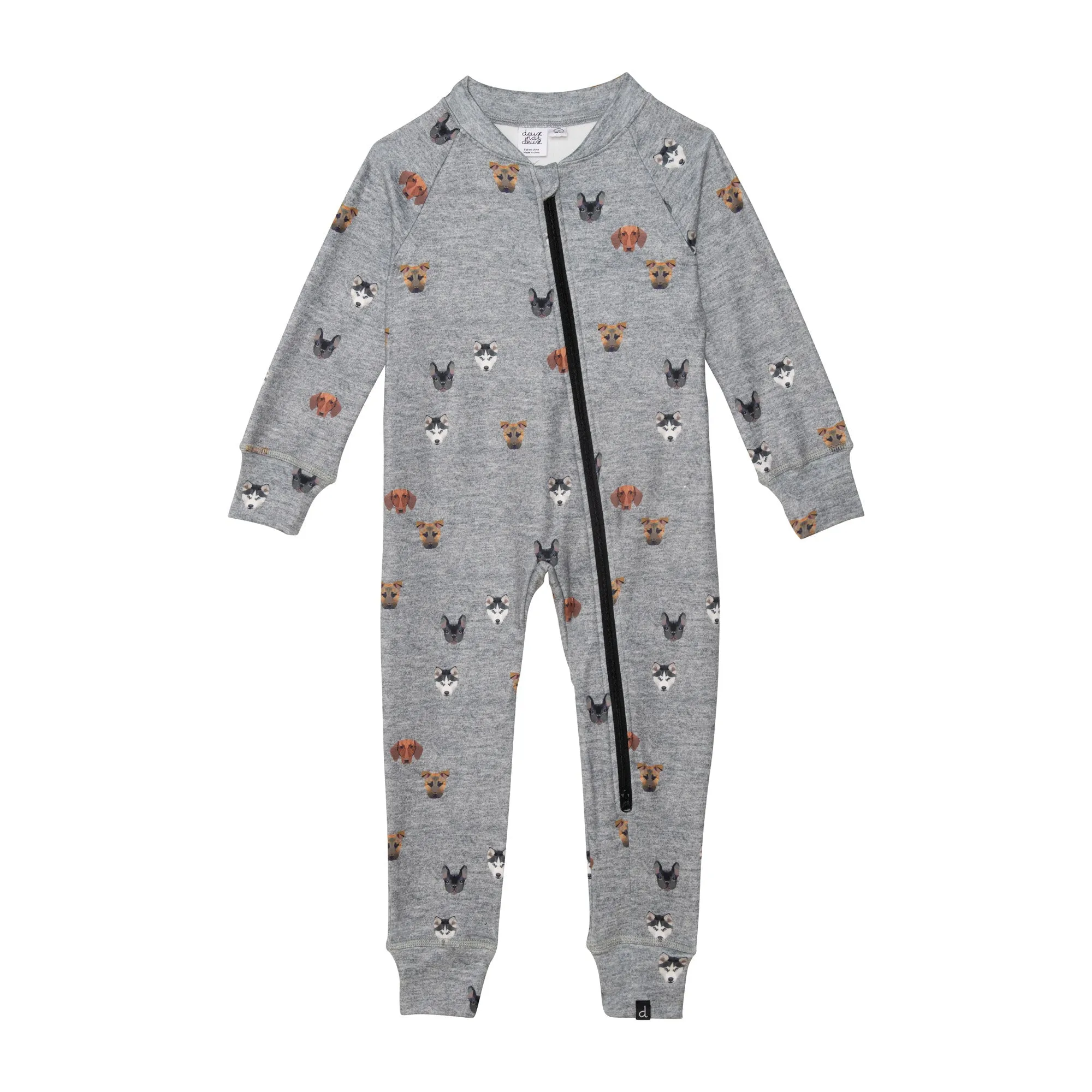 One Piece Thermal Underwear Grey Mix With Printed Little Dogs