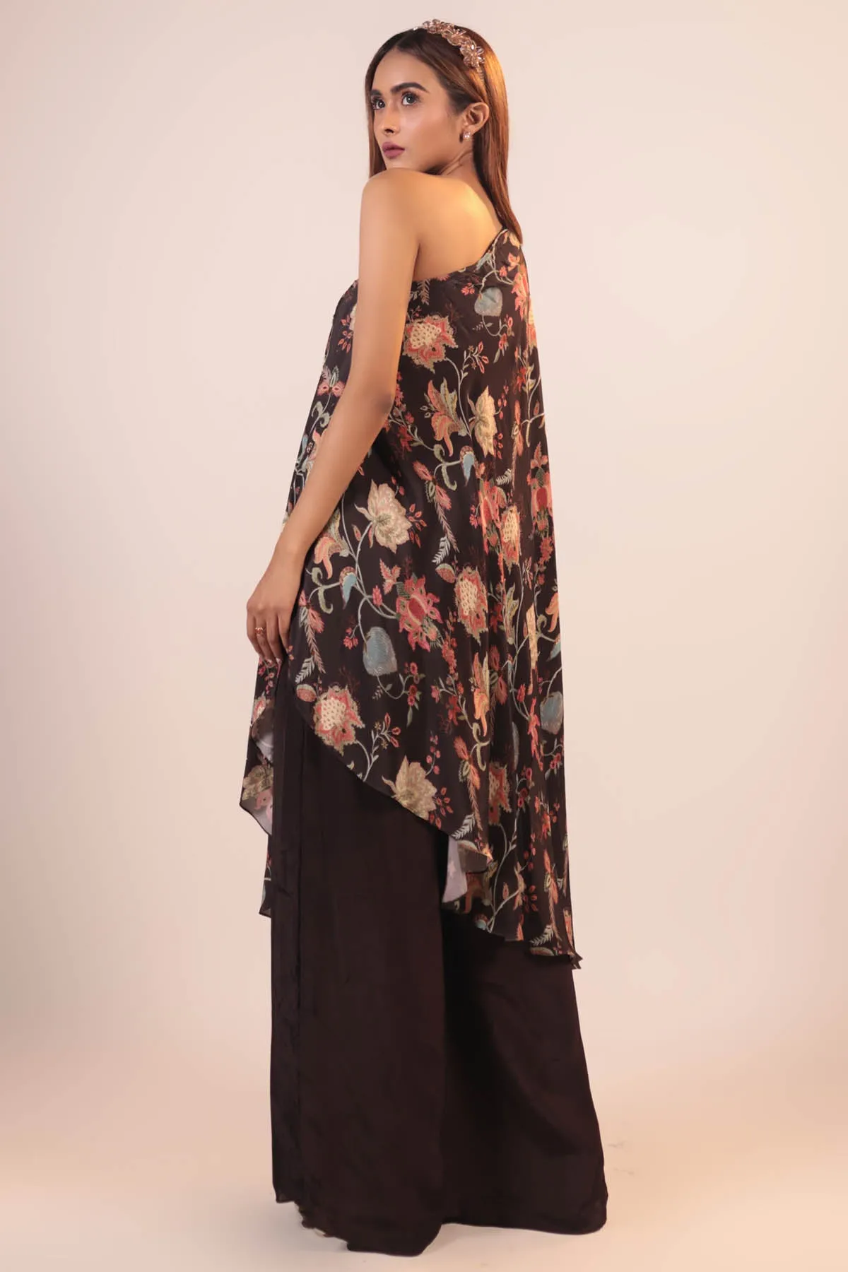 One Shoulder Floral Kurta Set