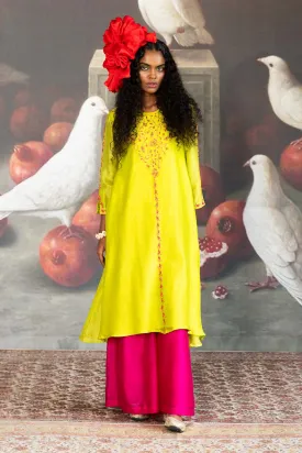 Pink Chanderi Flared Pants