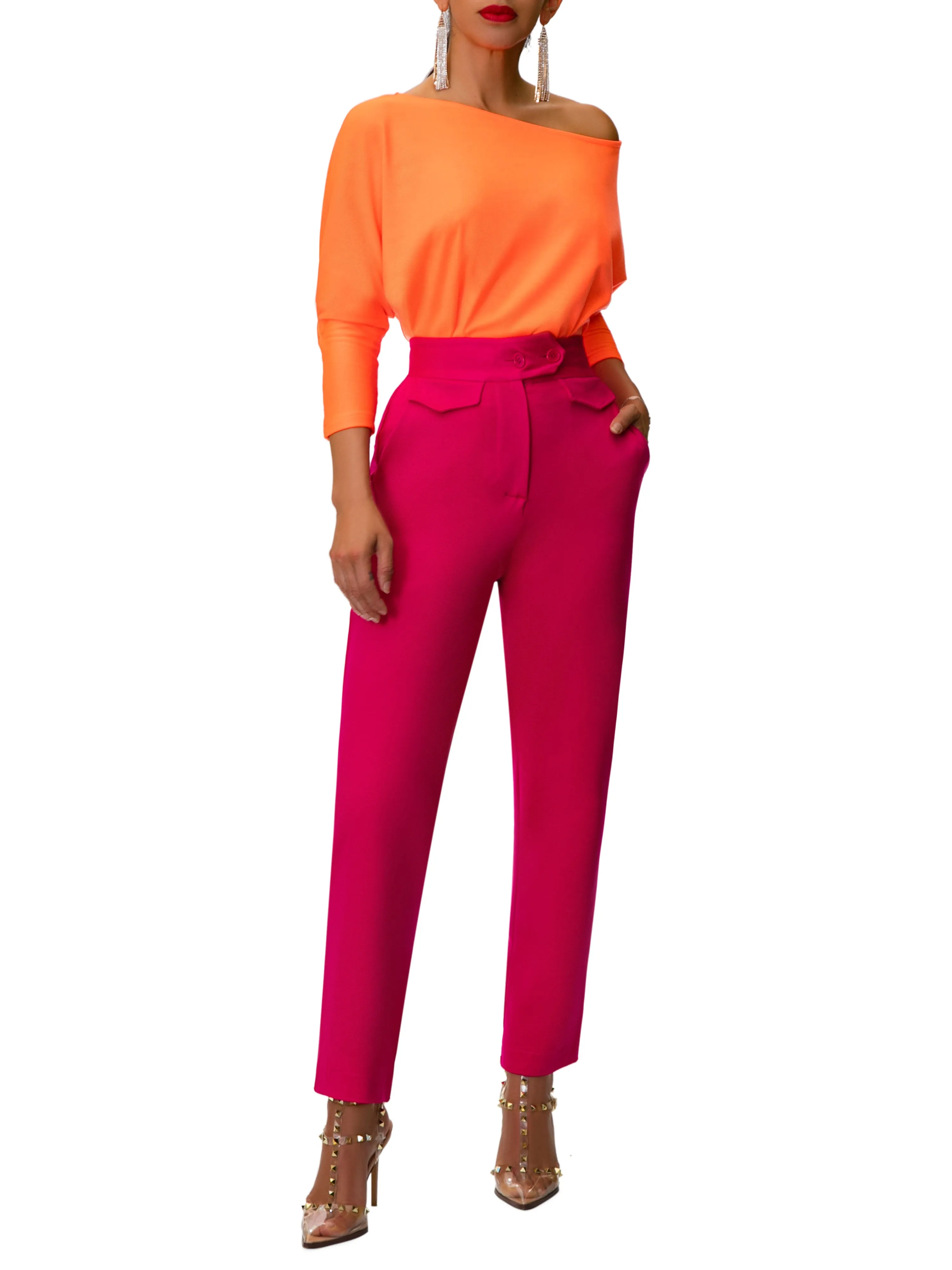 "Rosa" Fuchsia Pegged Pants