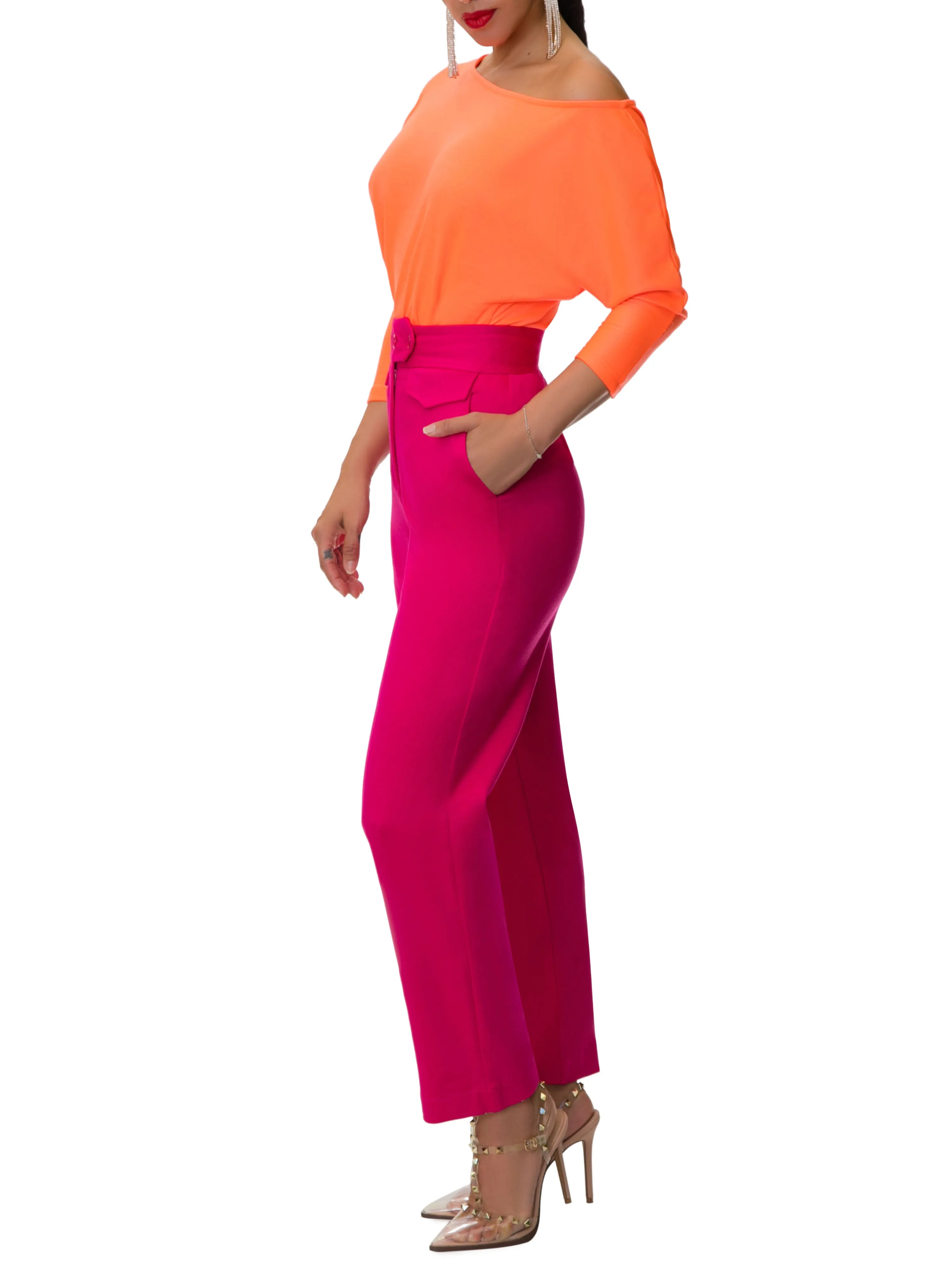 "Rosa" Fuchsia Pegged Pants
