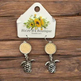 Rattan Disk and Silvertoned Earrings OE2454-OE2456-AS