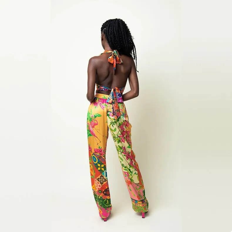 Scarf Medley Flared Pants