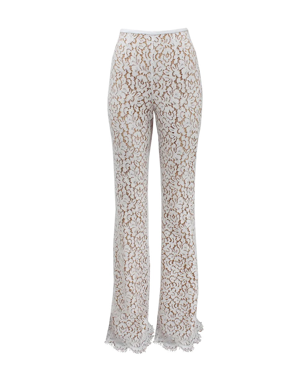 Side Zip Floral Lace Flared Pant
