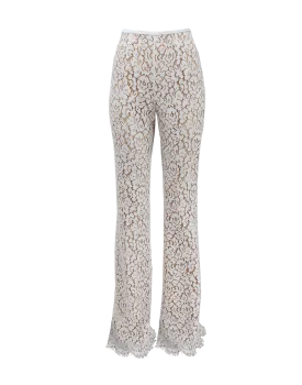 Side Zip Floral Lace Flared Pant