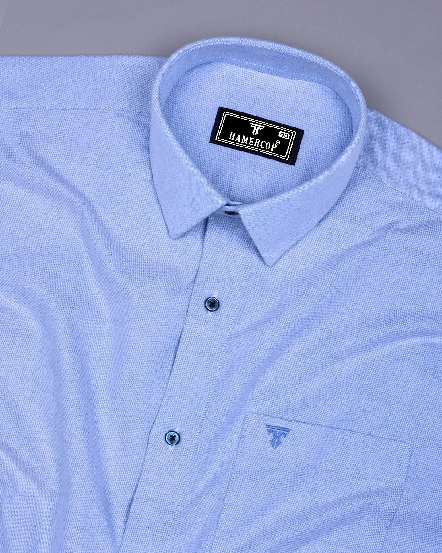 SkyBlue Plaid Flannel Solid Heavy Cotton Shirt