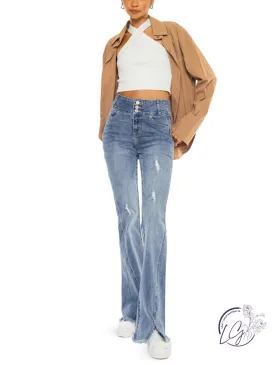 Skylar High Rise Hem Detail Flare by Kancan