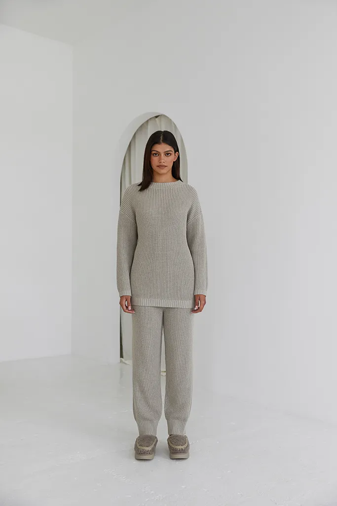 Stone Waffle Knit Set