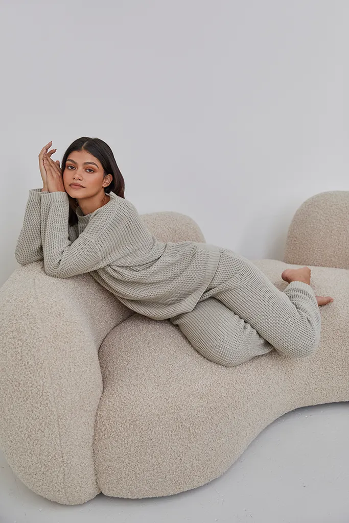 Stone Waffle Knit Set