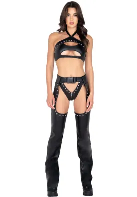 Studded Faux Leather Chaps