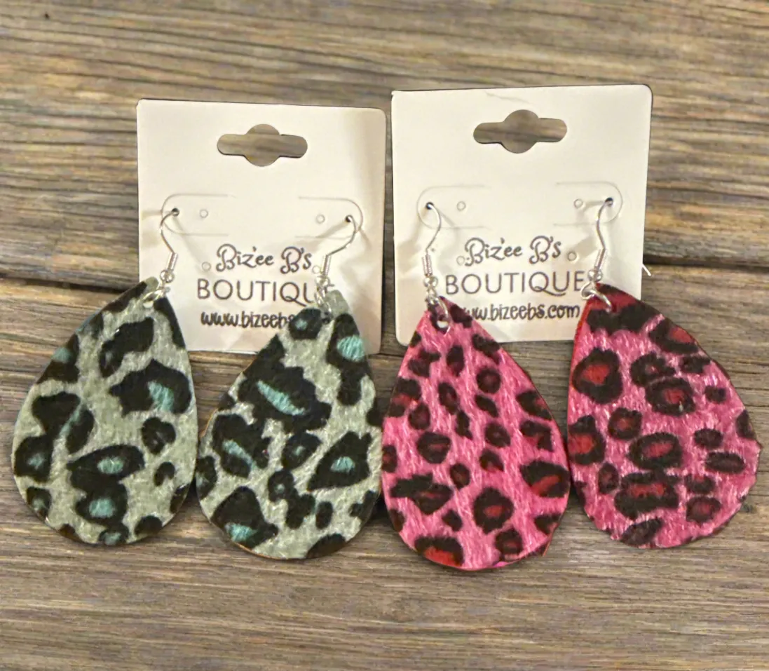 Teardrop Leopard Earrings
