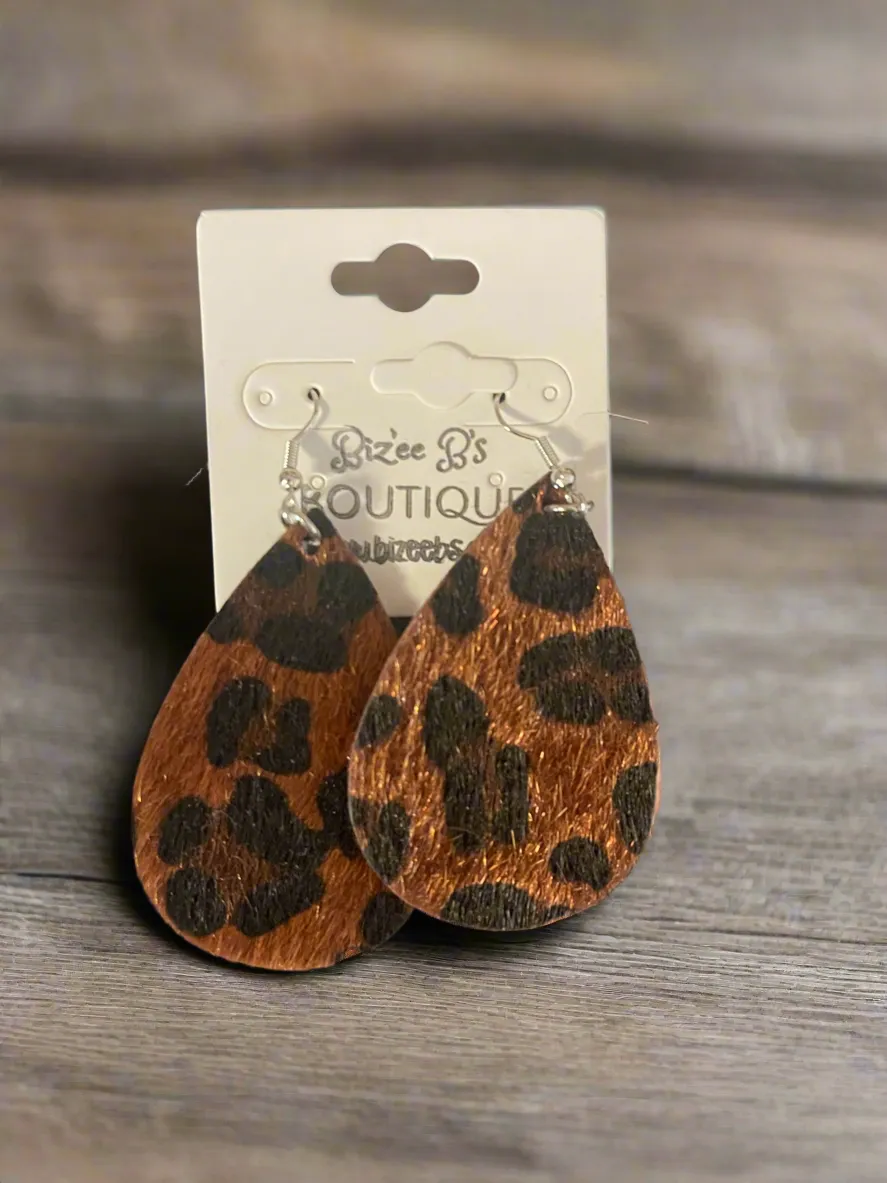Teardrop Leopard Earrings