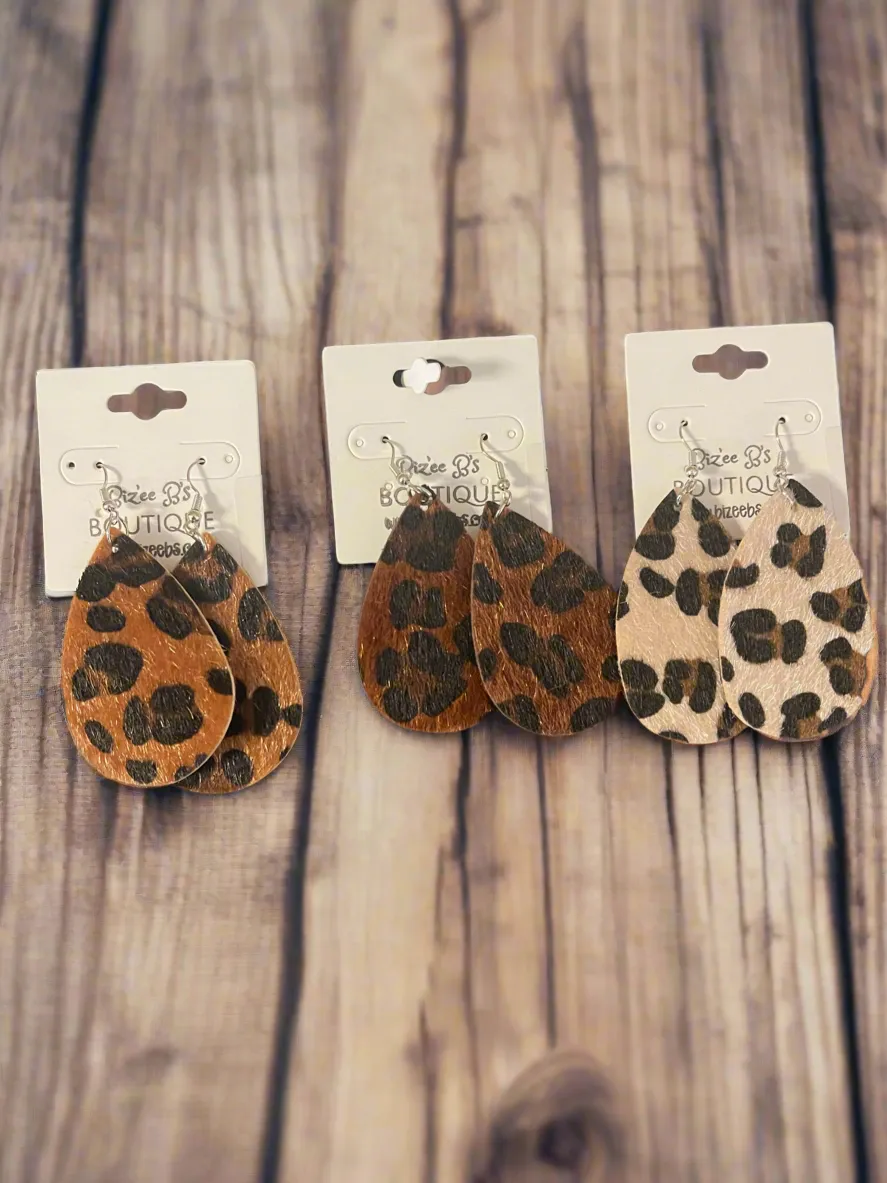 Teardrop Leopard Earrings