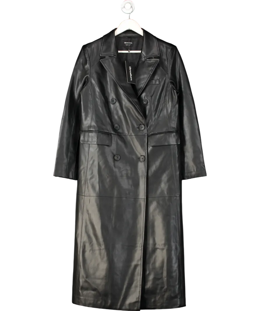 Threadbare Black Faux Leather Coat UK 10