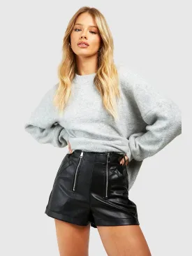 Trend4us Women's Sleek High-Waisted Faux Leather Shorts