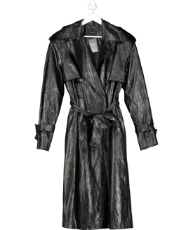 VanN zilL Black Faux Leather Belted Coat UK S/M