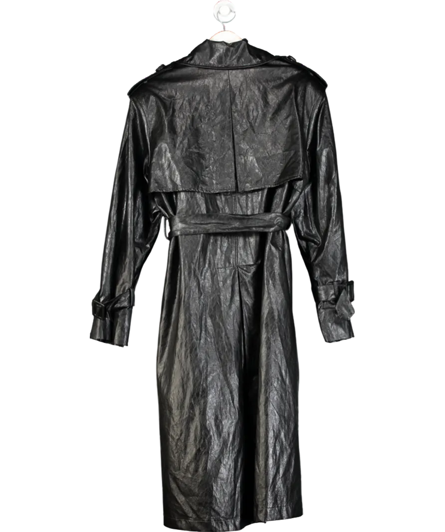 VanN zilL Black Faux Leather Belted Coat UK S/M