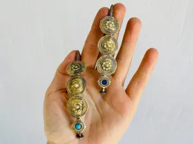 Vintage Balochi Goldwashed Silver Earrings. Vermeil. Gold Tone.