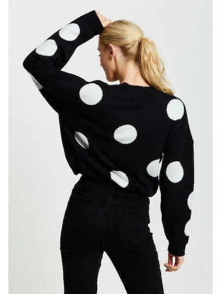 White Polka Dot Women Jumper
