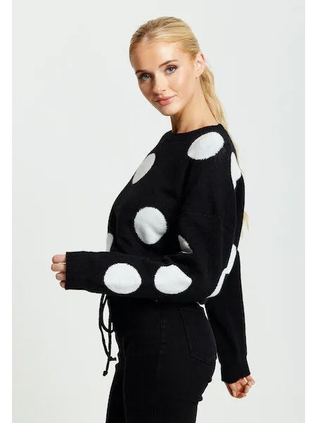 White Polka Dot Women Jumper