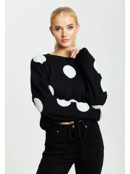 White Polka Dot Women Jumper