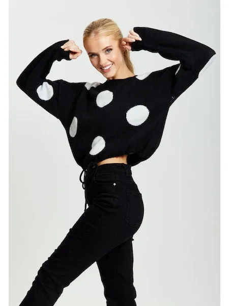 White Polka Dot Women Jumper