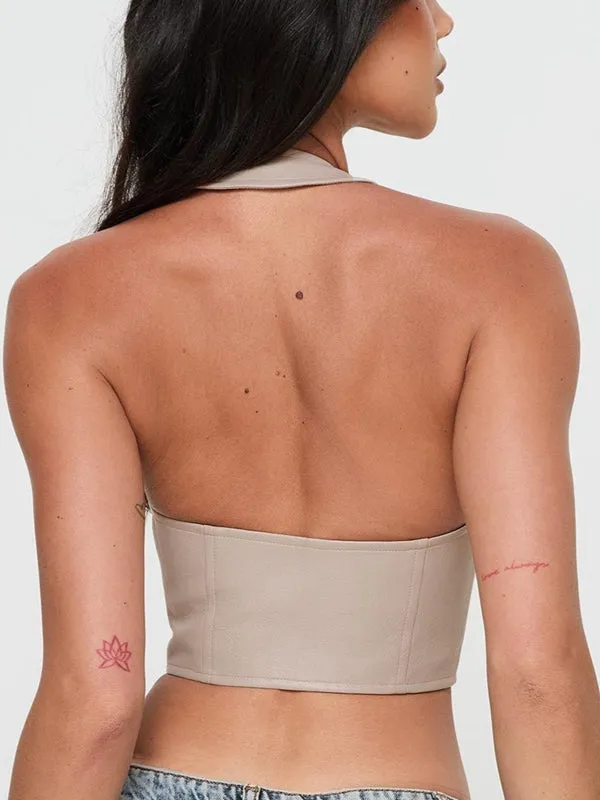 ZASUWA Female Faux Leather Corset Tank