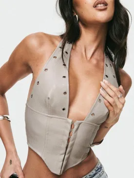 ZASUWA Female Faux Leather Corset Tank